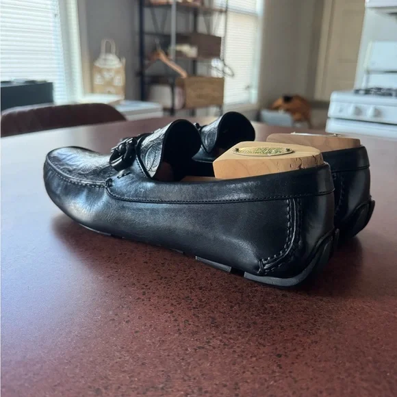 Salvatore Ferragamo Embossed Black Loafers